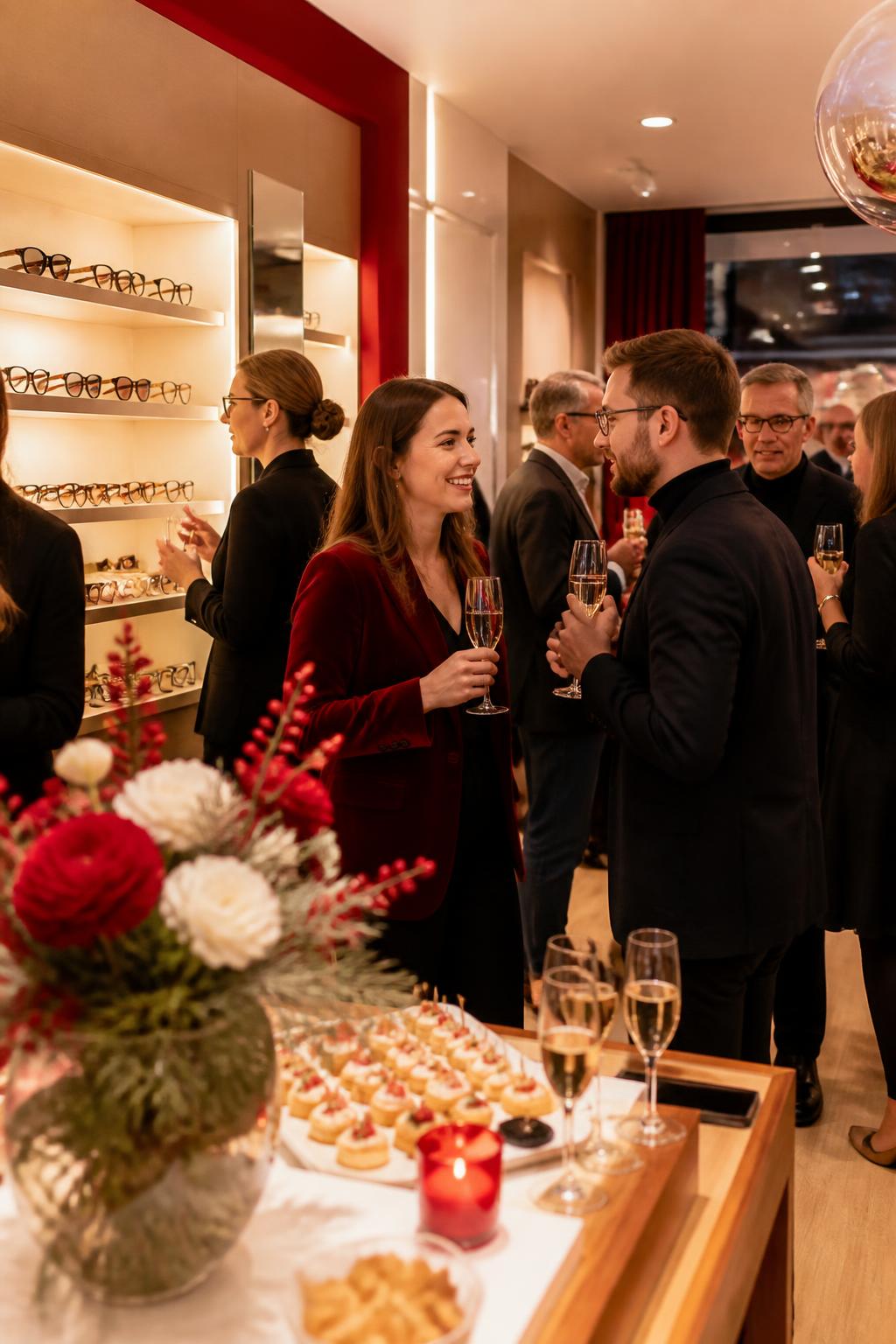 Stimmungsvoller Night-Shopping-Abend bei KÖSTER DER AUGENOPTIKER mit Sekt, Catering und guter Laune